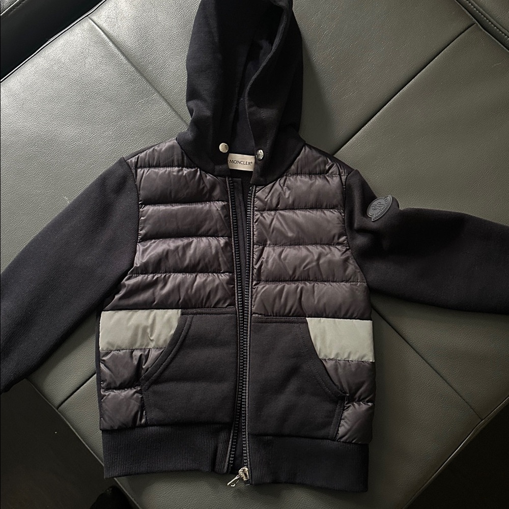 Moncler Black and Gray Quilted Hooded Jacket